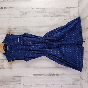 Columbia PFG blue white polka dot sleeveless shirt dress pockets Size XL FLAWED